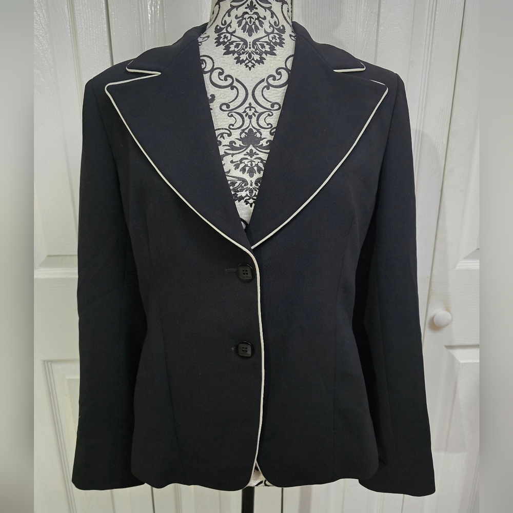 Vintage Max Mara Black 2-Button Lined Blazer Made In Italy
